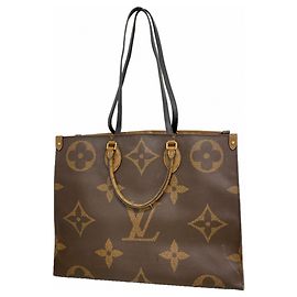 Borsa Tote Louis Vuitton Monogram Giant Reverse OnTheGo GM Marrone