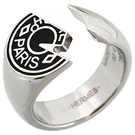 Hermès Hermes Carousel Band Ring Black Silvery