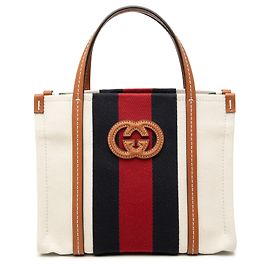 Gucci Beige Mini Canvas Interlocking G Web Tote Beige