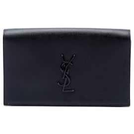Pochette Kate Monogram Monochrome en cuir grain de poudre noir Saint Laurent Noir