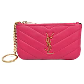 Yves Saint Laurent Cassandra V-stitch Münzbeutel Pink
