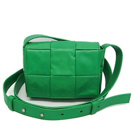 Bolsa de ombro em couro verde Intrecciato Cassette Bottega Veneta Verde
