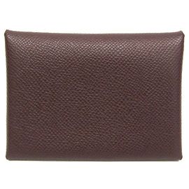 Hermès Calvi Duo Kartenetui aus Epsom-Leder in Braun Braun