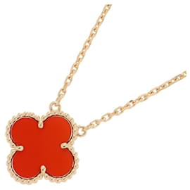 Van Cleef & Arpels Alhambra Anhänger-Halskette aus Gelbgold mit Karneol Golden