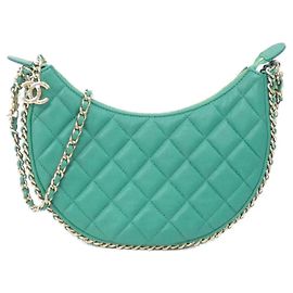 Bolsa de ombro Chanel AS3917 em pele de cordeiro verde Verde