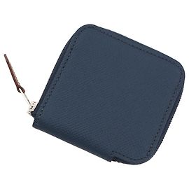 Hermès Cartera compacta de seda Hermes Azap Compact Mini en Bleu de Plus Azul