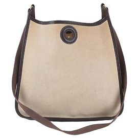 Hermès Hermes Vespa PM Toile H Leather Shoulder Bag Beige Dark brown