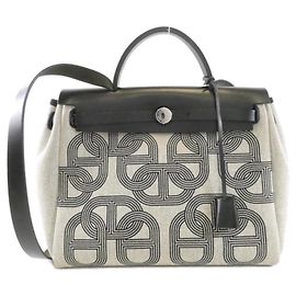 Hermès Sac à main Hermes Circuit 24 Herbag Zip PM Noir Écru
