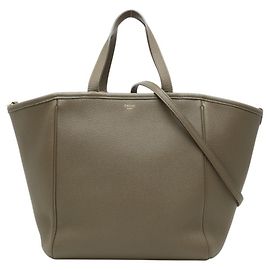 Céline Celine Small Fold Cabas Beige Leather Handbag Beige