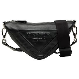 Bolsa transversal com placa de logotipo Triangle Prada Preto