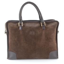 Loewe Amazona Suede Leather Handbag Briefcase Tote Bag Dark brown