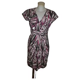 Robe en coton Max Mara imprimé abstrait Blanc Violet Gris anthracite