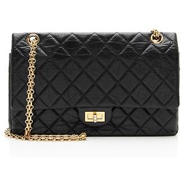 Borsa Chanel Reissue 225 Double Flap in pelle di vitello invecchiata Nero