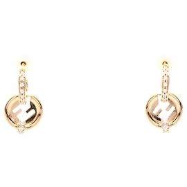 Orecchini Fendi Ever Round Oro e strass D'oro Metallico