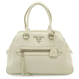 Bolsa de mão de couro Prada Branco Branco