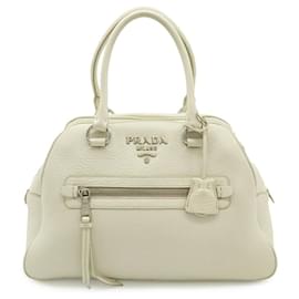 Prada Lederhandtasche Weiß Weiß