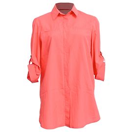 Camicia Loro Piana con bottoni nascosti in cotone corallo Arancione Corallo