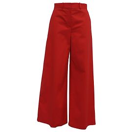 Pantaloni a gamba larga Theory in cotone rosso Rosso Bordò