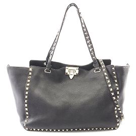 Valentino Garavani Sac cabas 2WAY en cuir Valentino Rockstud Noir