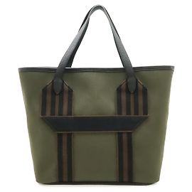Hermès Hermes PURSANGLE 35 Bolsa Tote de Lona e Couro Marrom