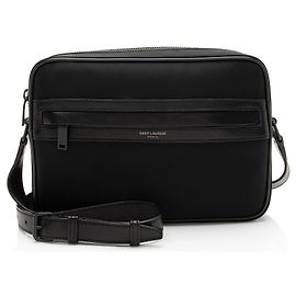 Bolsa de câmera Saint Laurent em nylon e couro Preto