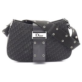 Borsa a tracolla Dior Street Chic Trotter in tela e pelle Nero