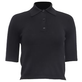 S Max Mara Gemma Poloshirt aus schwarzer Wolle Schwarz