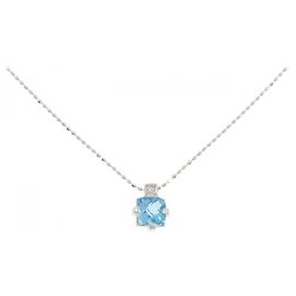 Autre Marque Colar de Ouro Au750, Topázio Azul e Diamantes Azul