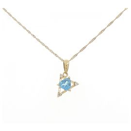 Autre Marque Colar de ouro Au750 com topázio azul e diamantes Azul