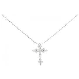 Autre Marque Collana a Croce con Diamanti Au750 Argento