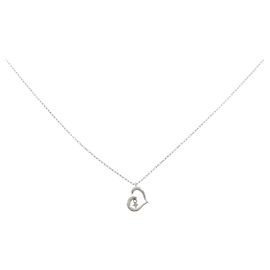 Autre Marque Colar de Coração de Diamantes e Ouro Branco K10 Prata