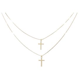 Autre Marque Collar de Cruz Au750 Dorado