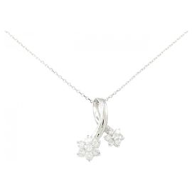 Autre Marque Pt900/Pt850 Platinum Diamond Necklace Silvery