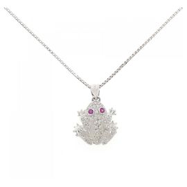 Autre Marque Au750 Frog Ruby Diamond Necklace Silvery