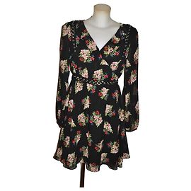 Robe courte Guess Los Angeles imprimé floral Noir Multicolore