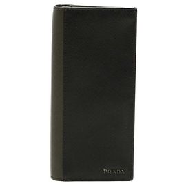 Portefeuille long avec logo Prada Noir Vert