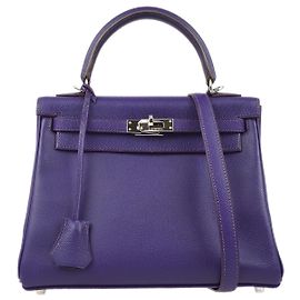 Hermès Hermes Kelly Purple Epsom com Hardware Palladium 25 Roxo