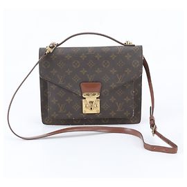 Bolsa de couro Louis Vuitton Monogram Monceau Marrom Monograma