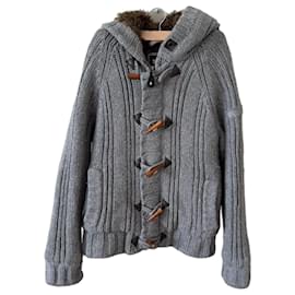 Autre Marque Schott NYC Grey Knit Duffle Coat Grey