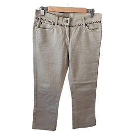 Pantalones Burberry Beige de mezcla de algodón con Nova Check Beige
