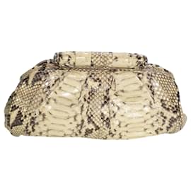 Rodo Pochette à Cadre Rigide en Python Crème Beige Imprimé python