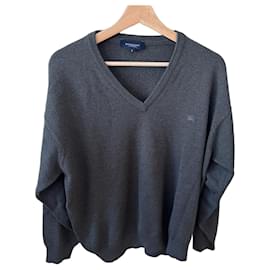Burberry V-Ausschnitt Wollpullover Grau