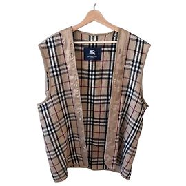 Burberry Nova Check Wool Vest Black White Red Beige