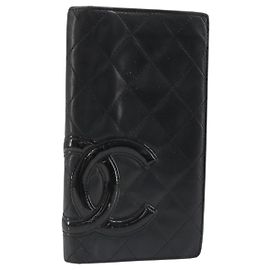 CHANEL Cartera Cambon Line de piel de cordero negra CC Auth 179550 Negro