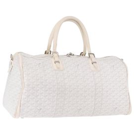 GOYARD Bolsa Boston Herringbone Boeing 55 PVC Branco Prata Auth 187047A Prata Branco