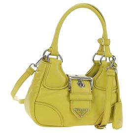 Sac à main PRADA en cuir 2way Jaune Argent Auth 184870SAM Argenté Jaune