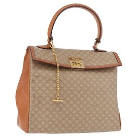 Céline Borsa CELINE Macadam Canvas PVC Beige Oro Auth 186876 Beige D'oro