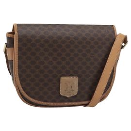 Céline Sac à bandoulière CELINE Macadam Canvas PVC Cuir Marron Or Auth BA13476 Marron Doré