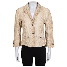 Prada Beige Lambskin Leather Fitted Jacket L Other