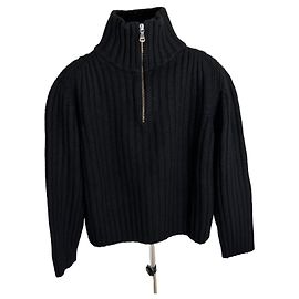 Alberta Ferretti Pull en maille côtelée Ferre avec fermeture éclair Noir